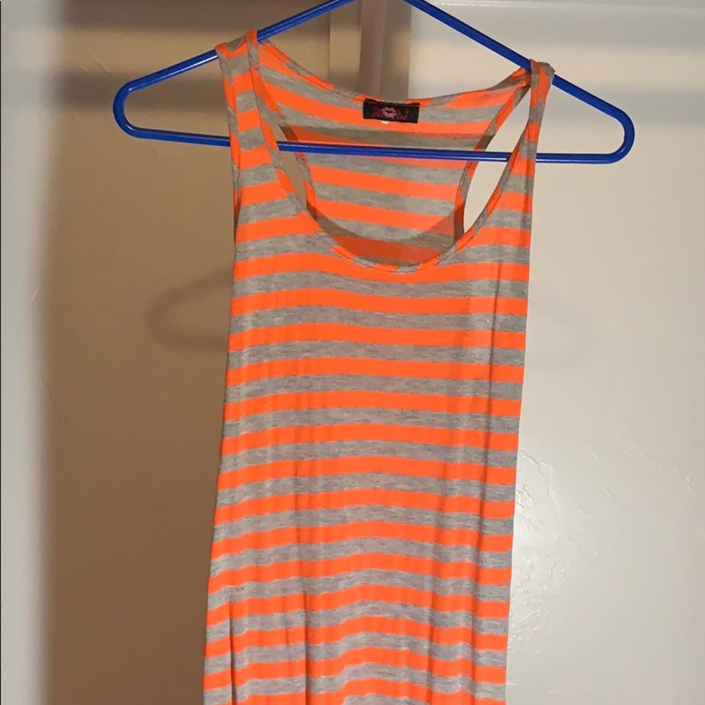 Orange and gray maxi dress